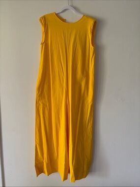 Bright Yellow Sleeveless Maxi Overall/Jumpsuit with pockets